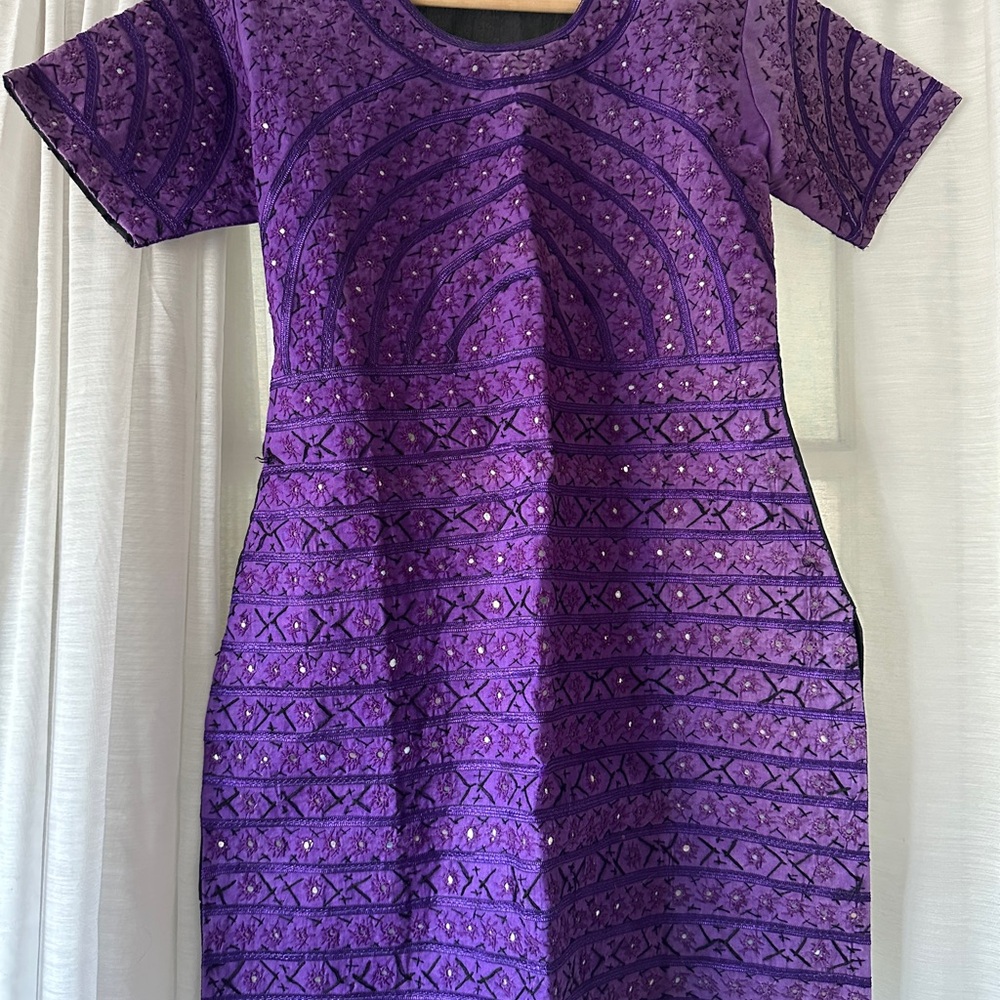 Embroidered Purple Dress